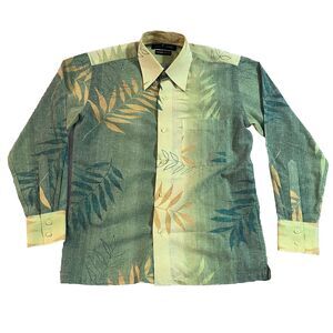 Coffee Berries Men's Tropical Leaf Print Long Sleeve Shirt Vacation Cruise 40 L